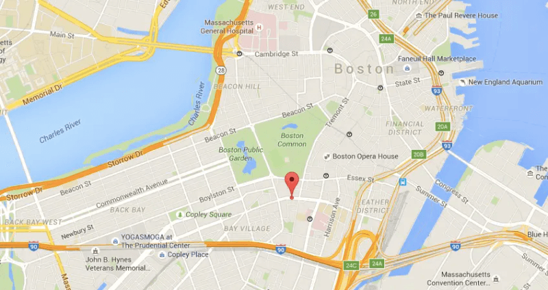 a computer-generated map of the american city of Boston, Massachusetts where our thanksgiving break program takes place